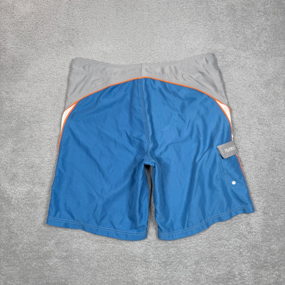 Hurley Mens Board Shorts Size 36 Grey Blue Orange Colorblock Cargo Swim Trunks - Picture 2 of 12